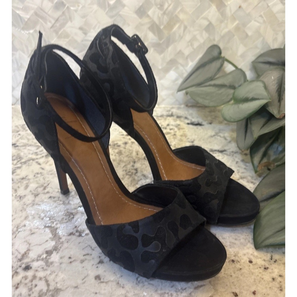 VELEZ Artesian Colombia Suede Leopard Animal Print Ankle Strap Heel Size 37
